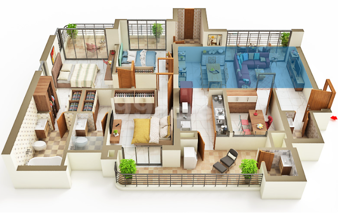 3BHK Floor Layout of CRC Maesta, Sector 1, Greater Noida West